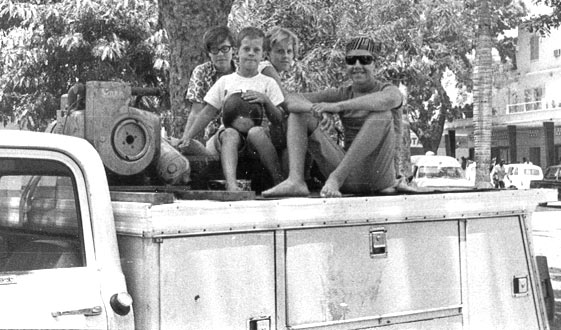 Carlin kids on Dad's truck in Ouagadougou, Upper Volta (now called Burkina Faso).